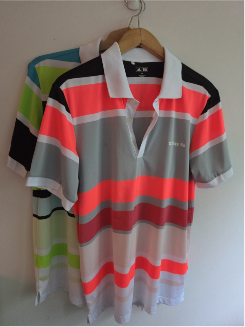 Adidas Men's Climalite Golf Polo Pack Medium Neon Striped Colorblock 938007 2013